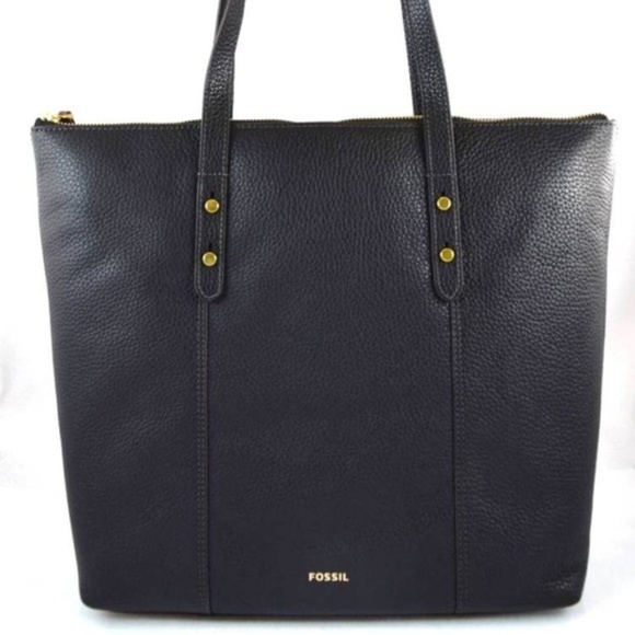 Fossil Handbags - Fossil Black Leather Jenna Large Tote Bag